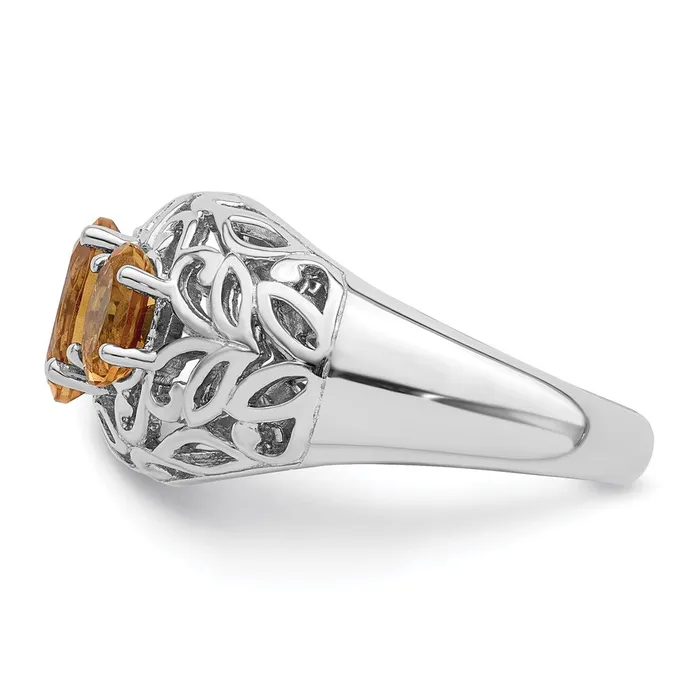Sterling Silver Rhodium Citrine Ring Goldia Rings