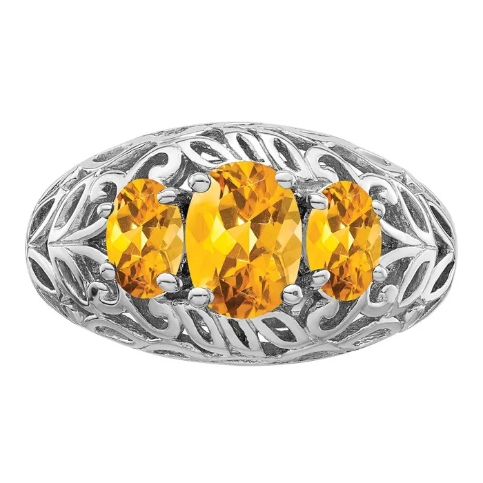 Sterling Silver Rhodium Citrine Ring Goldia Rings