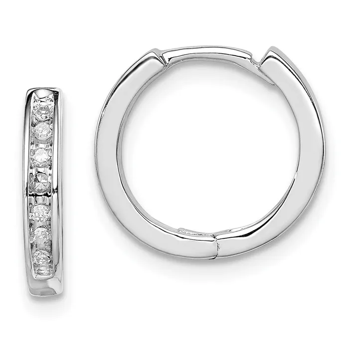 Sterling Silver Rhodium Diamond Huggie Earrings Goldia Earrings