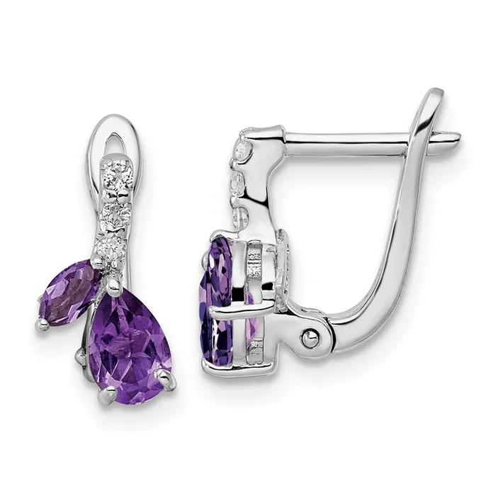 Sterling Silver Rhodiumplated 98AMWhiteTopaz Hinged Earrings Goldia Earrings Sterling Silver Rhodiumplated 98AMWhiteTopaz Hinged Earrings Goldia Earrings