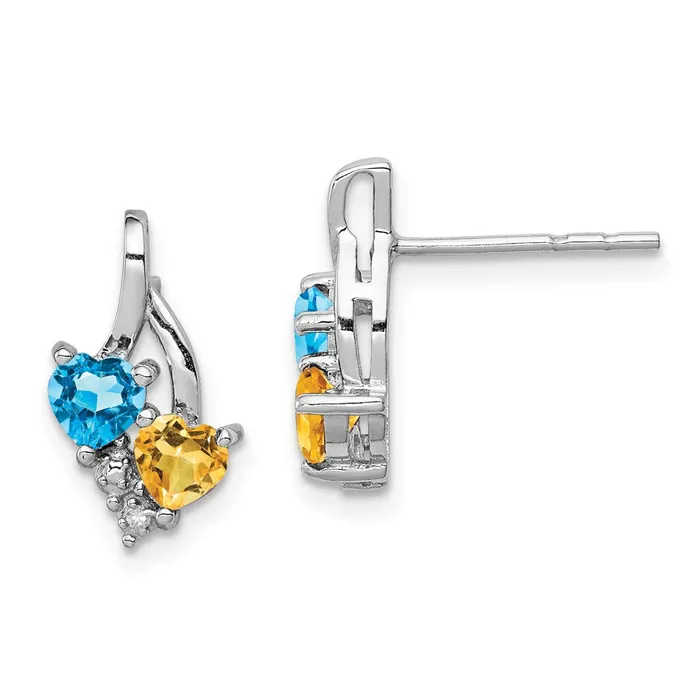 Sterling Silver Rhodiumplated Blue Topaz and Citrine Diamond Earrings Goldia Earrings Sterling Silver Rhodiumplated Blue Topaz and Citrine Diamond Earrings Goldia Earrings