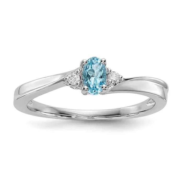 Sterling Silver Rhodiumplated Blue TopazDiamond Birthstone Ring Goldia Rings
