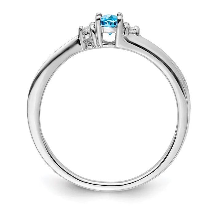 Sterling Silver Rhodiumplated Blue TopazDiamond Birthstone Ring Goldia Rings