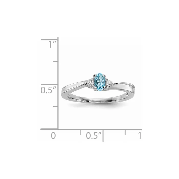 Sterling Silver Rhodiumplated Blue TopazDiamond Birthstone Ring Goldia Rings
