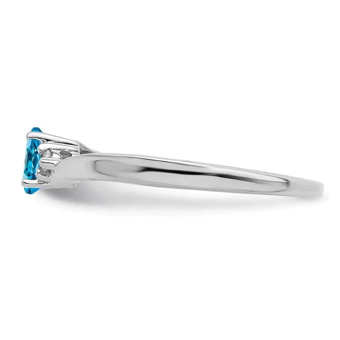 Sterling Silver Rhodiumplated Blue TopazDiamond Birthstone Ring Goldia Rings