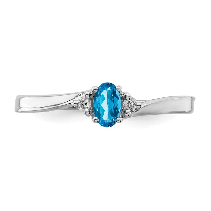 Sterling Silver Rhodiumplated Blue TopazDiamond Birthstone Ring Goldia Rings