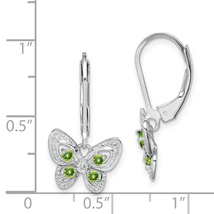 Sterling Silver Rhodiumplated Peridot and Diamond Earrings Goldia Earrings