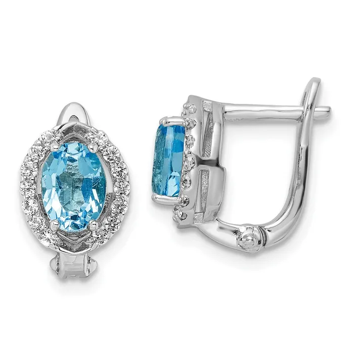 Sterling Silver Rhodiumplated Swiss BTWhite Topaz Oval Hinged Earrings Goldia Earrings Sterling Silver Rhodiumplated Swiss BTWhite Topaz Oval Hinged Earrings Goldia Earrings