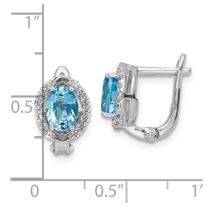 Sterling Silver Rhodiumplated Swiss BTWhite Topaz Oval Hinged Earrings Goldia Earrings