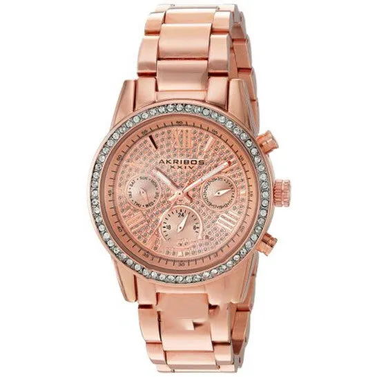 Watches JMS always Original Akribos XXIV Lumin Rose Gold Crystal Pave Dial Ladies Watch AK926RG Watches JMS always Original Akribos XXIV Lumin Rose Gold Crystal Pave Dial Ladies Watch AK926RG