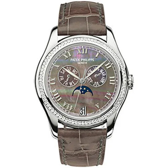 Watches JMS always Original Patek Philippe Black Mother of Pearl Dial 18kt White Gold Brown Leather Automatic Diamond Ladies Watch 4936G001 Watches JMS always Original Patek Philippe Black Mother of Pearl Dial 18kt White Gold Brown Leather Automatic Diamond Ladies Watch 4936G001
