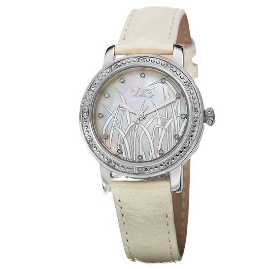 Watches Original Burgi Mother of Pearl Pattern Dial White Leather Ladies Watch BUR096SSW JMS always Watches Original Burgi Mother of Pearl Pattern Dial White Leather Ladies Watch BUR096SSW JMS always