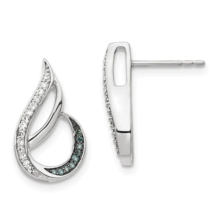 White Night Sterling Silver Rhodiumplated Polished Blue and White Diamond Post Earrings Goldia Earrings White Night Sterling Silver Rhodiumplated Polished Blue and White Diamond Post Earrings Goldia Earrings