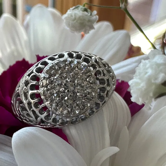 10 Karat White Gold Diamond Cluster Ring 13000923 ONeills Estate Jewelry Rings 10 Karat White Gold Diamond Cluster Ring 13000923 ONeills Estate Jewelry Rings