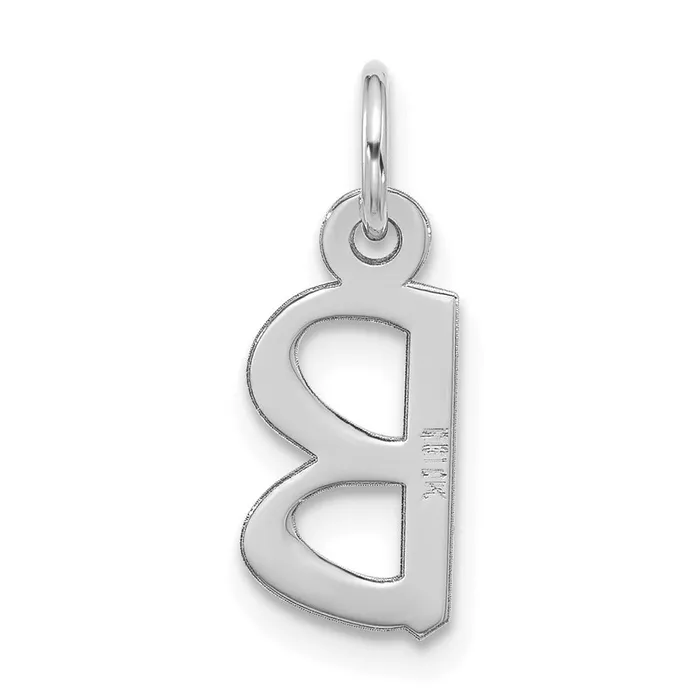 10k White Gold Large Slanted Block Initial B Charm TreasureFineJewelers Charm Necklaces