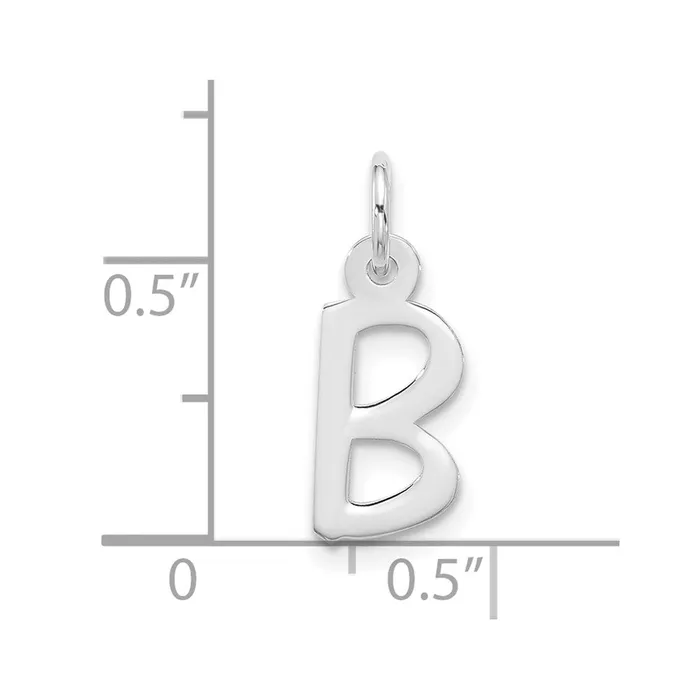 10k White Gold Large Slanted Block Initial B Charm TreasureFineJewelers Charm Necklaces