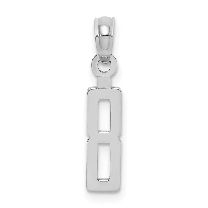 10K White Gold Number 8 Block Charm TreasureFineJewelers Charm Necklaces