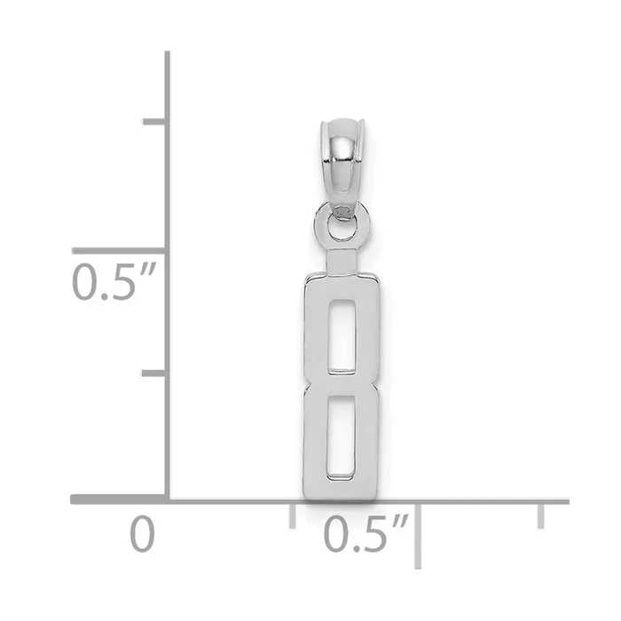 10K White Gold Number 8 Block Charm TreasureFineJewelers Charm Necklaces