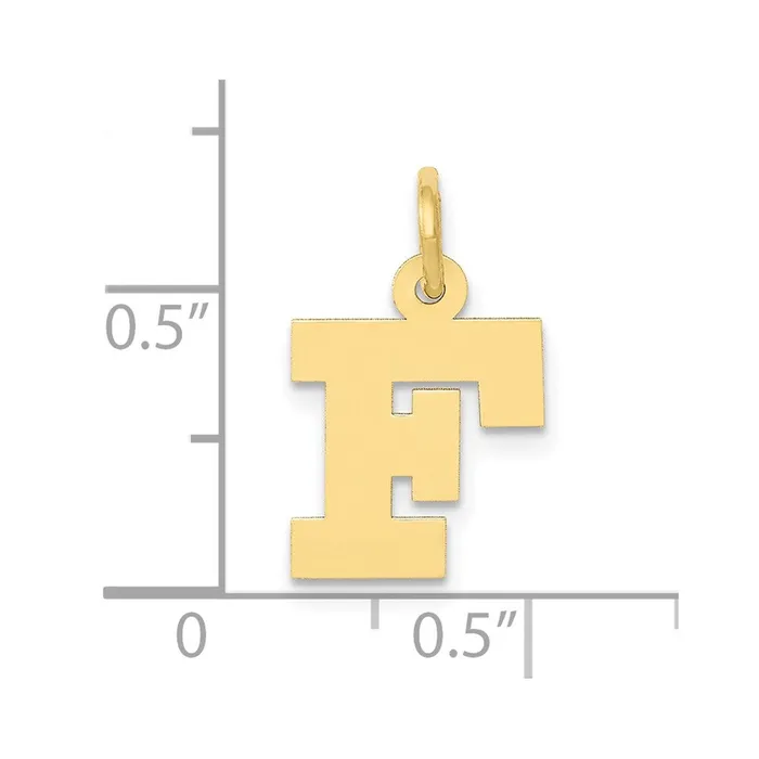 10k Yellow Gold Small Block Initial F Charm TreasureFineJewelers Charm Necklaces