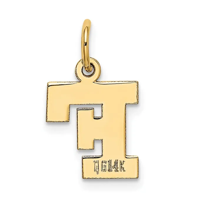 10k Yellow Gold Small Block Initial F Charm TreasureFineJewelers Charm Necklaces