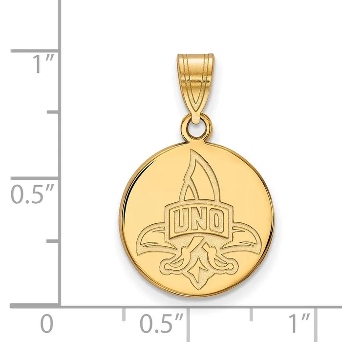10K Yellow Gold University of New Orleans Medium Disc Pendant TreasureFineJewelers Necklaces