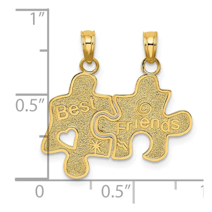 14K BEST FRIENDS Breakapart Puzzle Pieces Charm TreasureFineJewelers Charm Necklaces