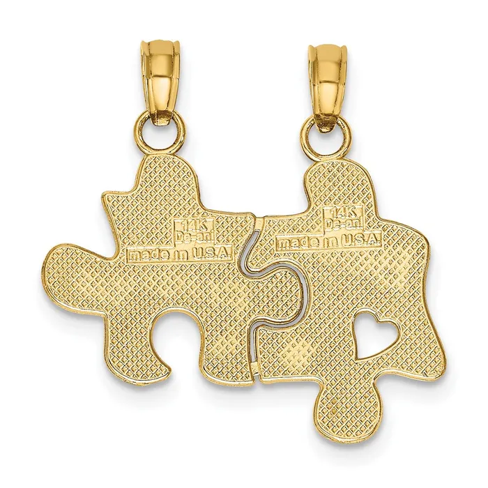 14K BEST FRIENDS Breakapart Puzzle Pieces Charm TreasureFineJewelers Charm Necklaces