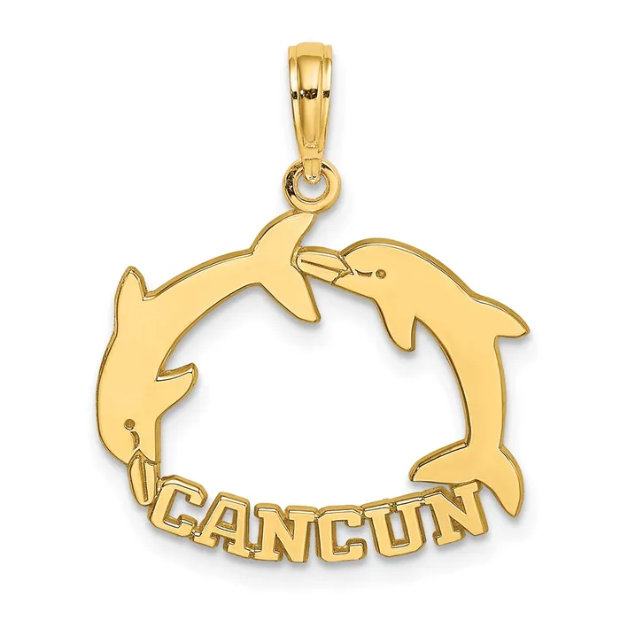 14K CANCUN w Double Jumping Dolphin Charm TreasureFineJewelers Charm Necklaces 14K CANCUN w Double Jumping Dolphin Charm TreasureFineJewelers Charm Necklaces