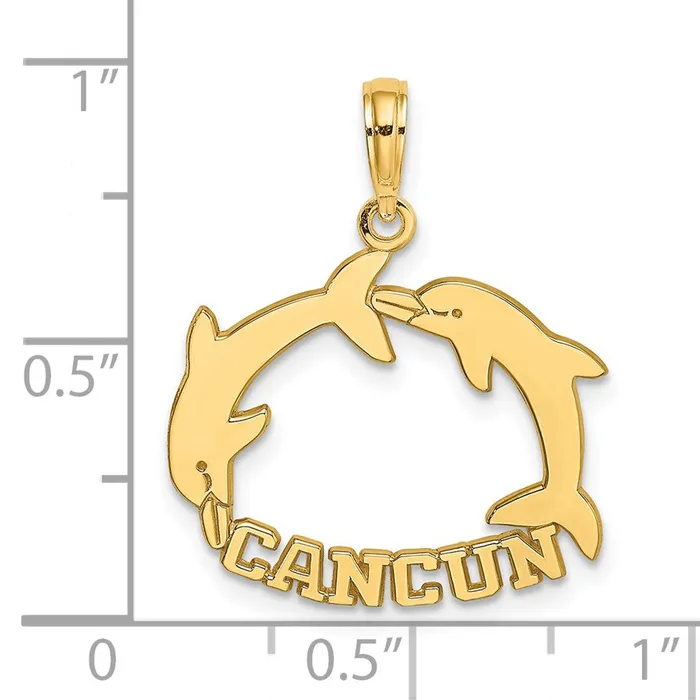 14K CANCUN w Double Jumping Dolphin Charm TreasureFineJewelers Charm Necklaces