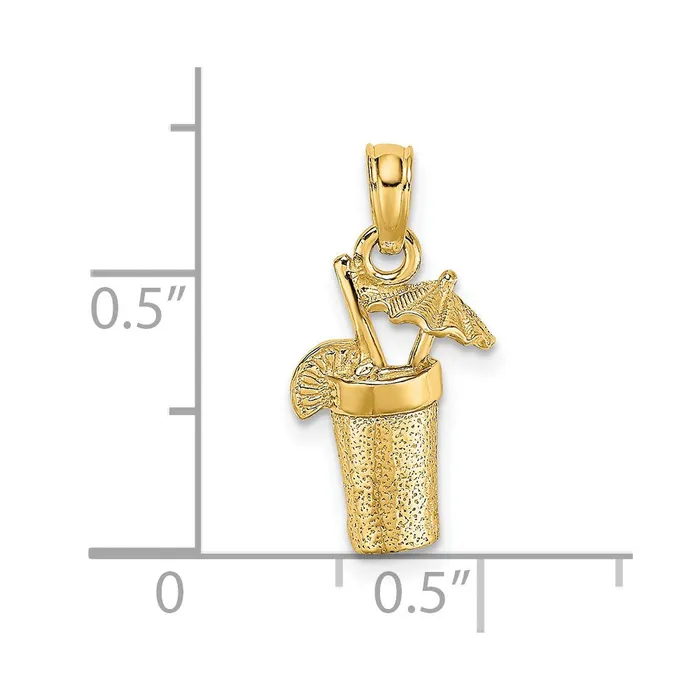 14K Cocktail Drink w Umbrella Charm TreasureFineJewelers Charm Necklaces