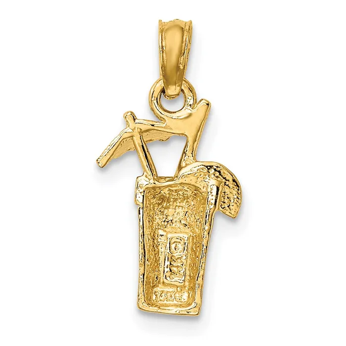14K Cocktail Drink w Umbrella Charm TreasureFineJewelers Charm Necklaces