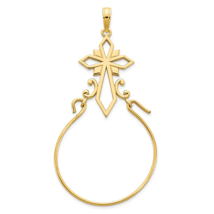 14k Fancy Cross Charm Holder Pendant TreasureFineJewelers Charm Necklaces 14k Fancy Cross Charm Holder Pendant TreasureFineJewelers Charm Necklaces