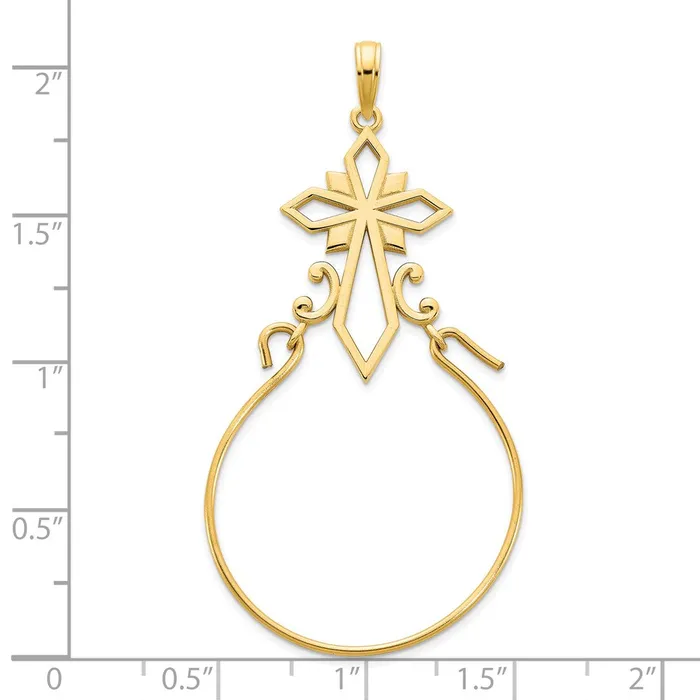 14k Fancy Cross Charm Holder Pendant TreasureFineJewelers Charm Necklaces