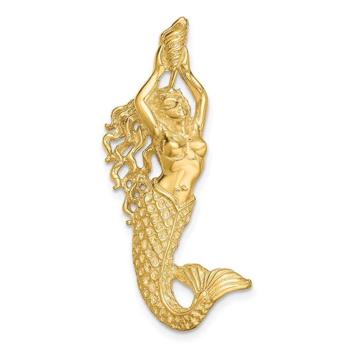 14K Gold Polished Textured Mermaid Chain Slide Pendant TreasureFineJewelers Necklaces 14K Gold Polished Textured Mermaid Chain Slide Pendant TreasureFineJewelers Necklaces