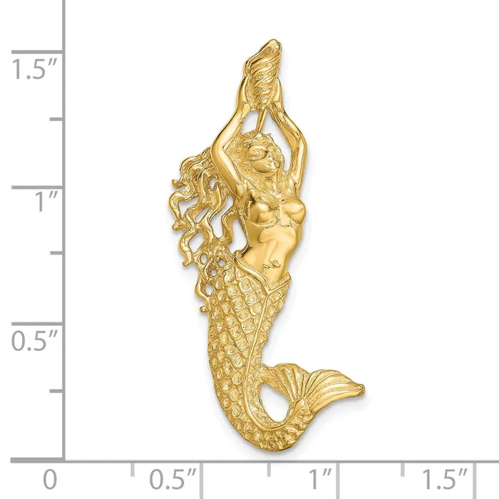 14K Gold Polished Textured Mermaid Chain Slide Pendant TreasureFineJewelers Necklaces