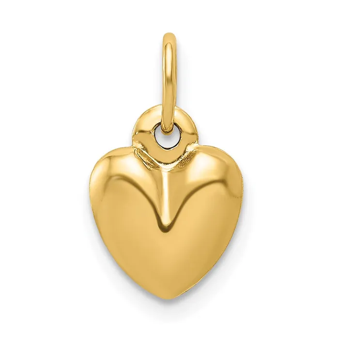 14K Polished 3D Puffed Heart Charm TreasureFineJewelers Charm Necklaces