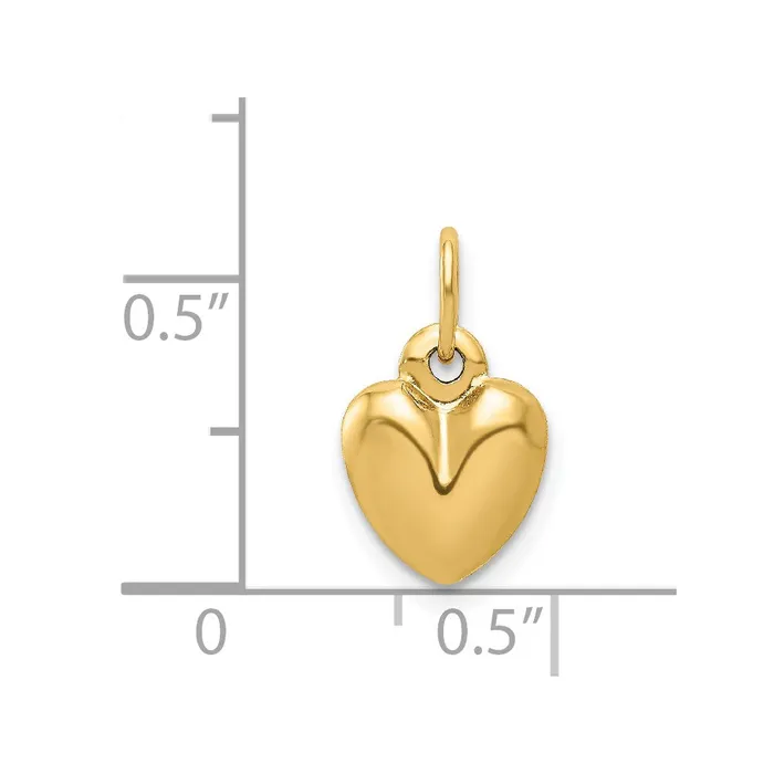14K Polished 3D Puffed Heart Charm TreasureFineJewelers Charm Necklaces
