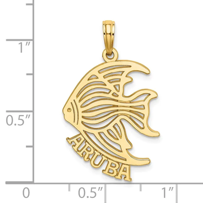 14K Polished CutOut ARUBA Under Angelfish Charm TreasureFineJewelers Charm Necklaces