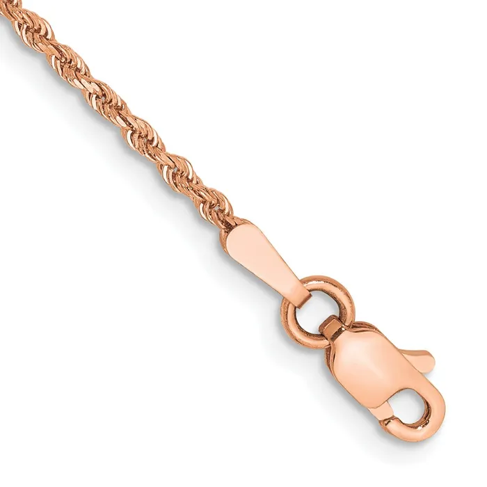 14k Rose Gold 150mm Diamondcut Rope Chain Anklet TreasureFineJewelers Necklaces 14k Rose Gold 150mm Diamondcut Rope Chain Anklet TreasureFineJewelers Necklaces