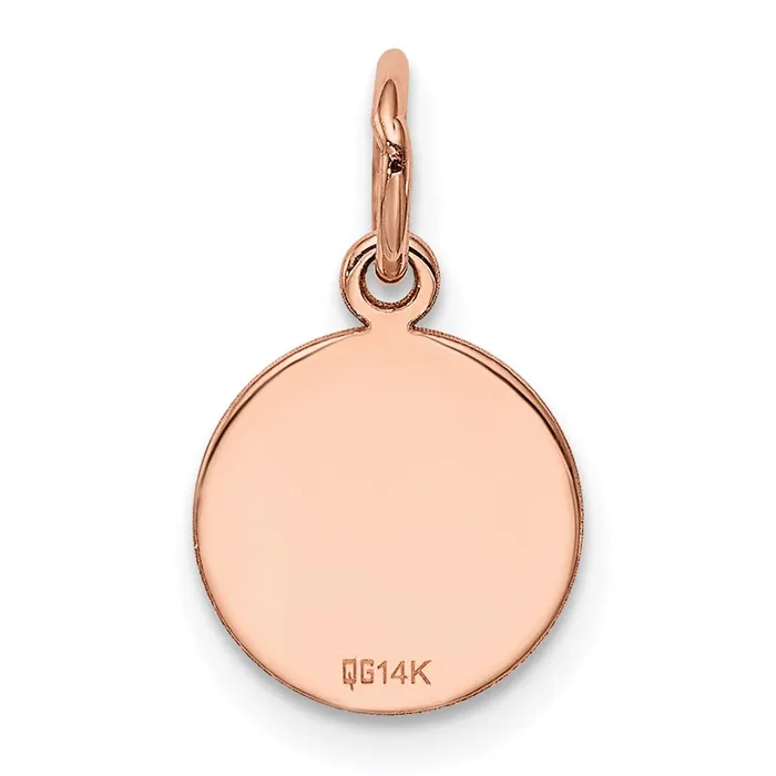 14k Rose Gold Plain 013 Gauge Circular Engraveable Disc Charm TreasureFineJewelers Charm Necklaces