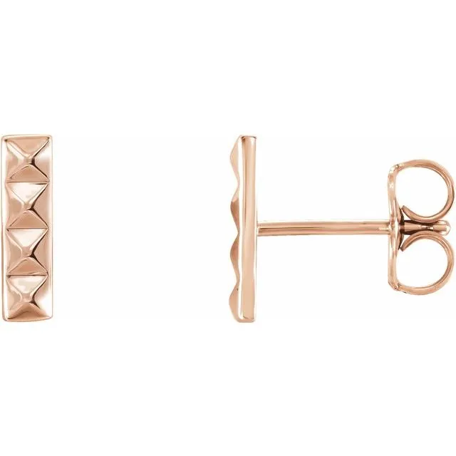 14K Rose Pyramid Bar Earrings TreasureFineJewelers Earrings