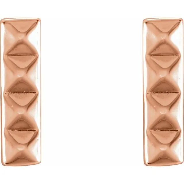 14K Rose Pyramid Bar Earrings TreasureFineJewelers Earrings