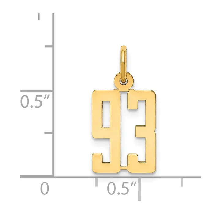 14k Small Elongated Number 93 Charm TreasureFineJewelers Charm Necklaces