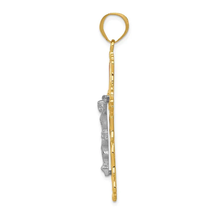 14K Tricolor Diamondcut Crucifix Pendant TreasureFineJewelers Necklaces