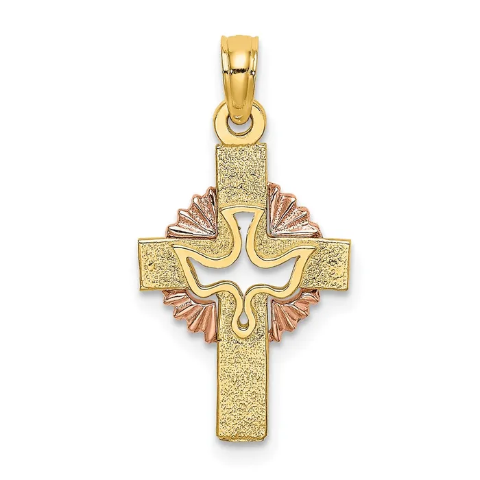 14K TwoTone CutOut Dove On Cross Charm TreasureFineJewelers Rings