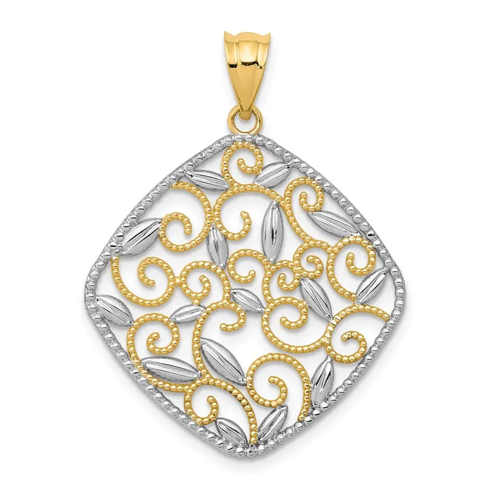 14K wRhodium DiamondCut Filigree Swirl Pendant TreasureFineJewelers Necklaces 14K wRhodium DiamondCut Filigree Swirl Pendant TreasureFineJewelers Necklaces