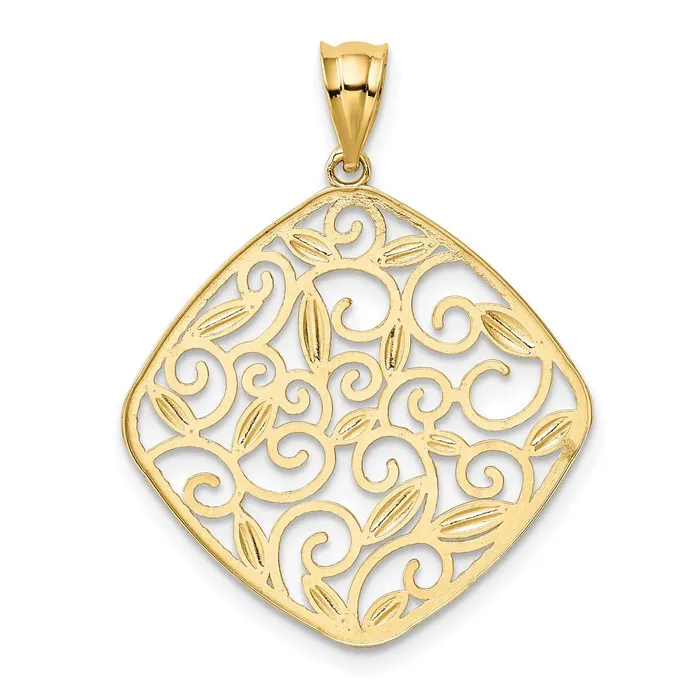 14K wRhodium DiamondCut Filigree Swirl Pendant TreasureFineJewelers Necklaces