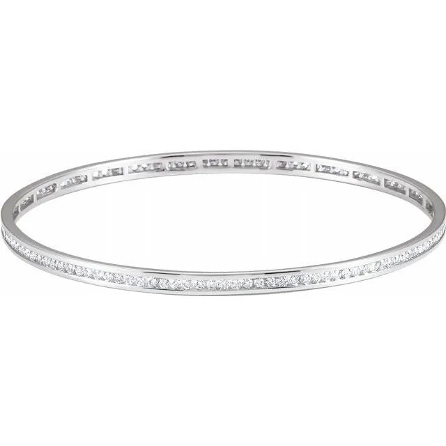 14K White 2 14 CTW Diamond Stackable Bangle 8 Bracelet TreasureFineJewelers Bracelets