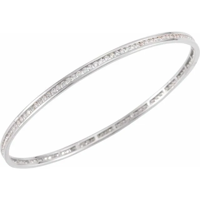 14K White 2 14 CTW Diamond Stackable Bangle 8 Bracelet TreasureFineJewelers Bracelets