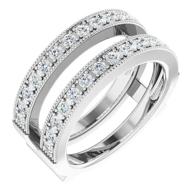 14K White 34 CTW Natural Diamond Milgrain Ring Guard TreasureFineJeweler Rings 14K White 34 CTW Natural Diamond Milgrain Ring Guard TreasureFineJeweler Rings